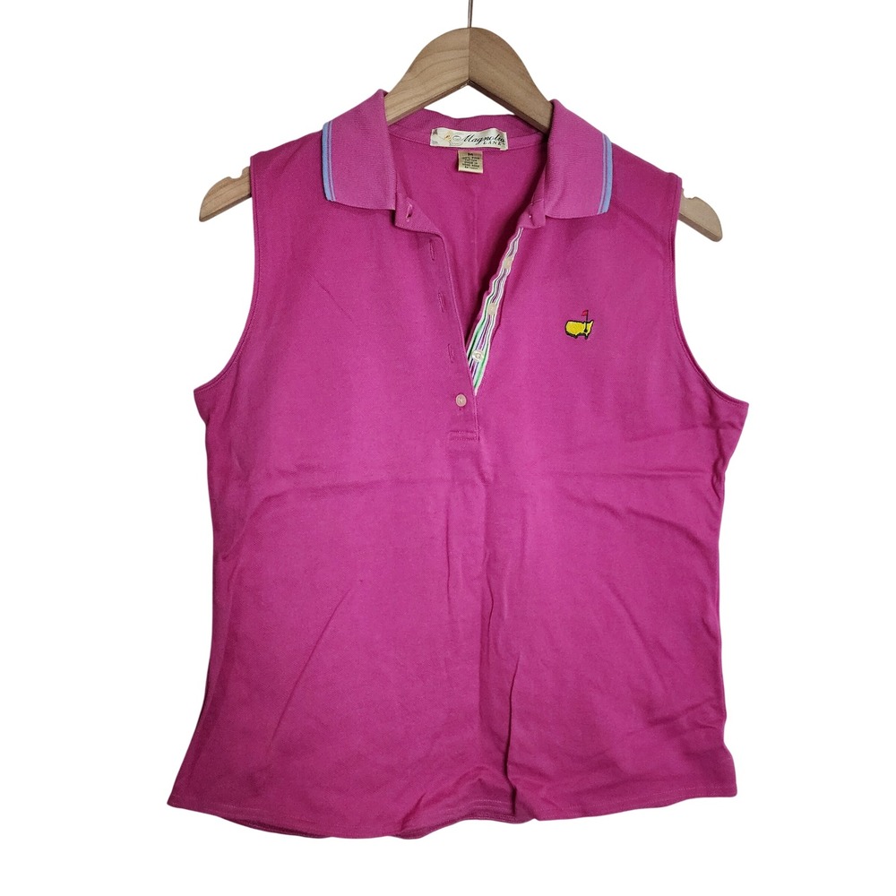 Magnolia Lane Sleeveless Polo Women M Pink Masters Golf Pima Cotton Top